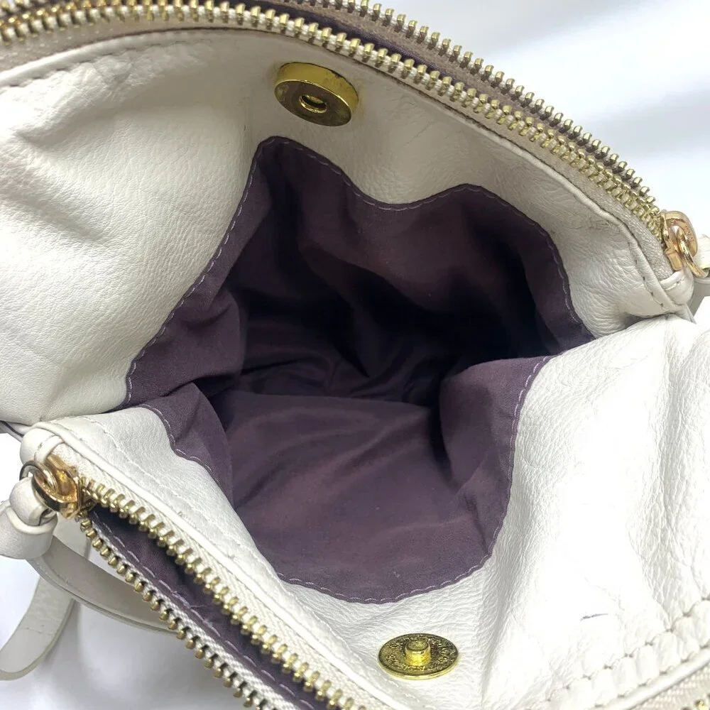 Kooba Stratford White Leather Hobo Triple Compartment Crossbody Bag 9"x9.5" - Picture 10 of 12